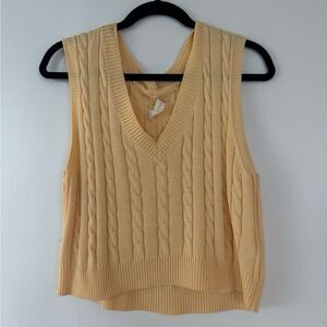 Alter’d State Cropped Cable Knit V-Neck Sweater Vest